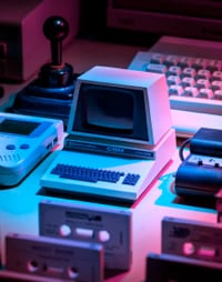 retro personal computer on desk