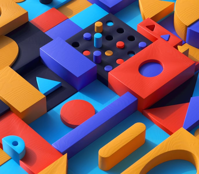 different colored blocks and shapes, fitting together